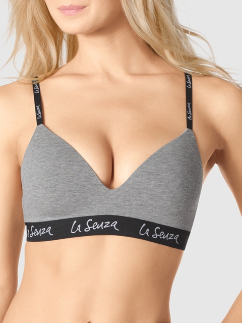 

La Senza Grey Melange Solid Non-Wired Non Padded Bralette Bra