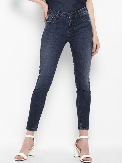 

FOSH Women Navy Blue Slim Fit Mid-Rise Clean Look Stretchable Jeans