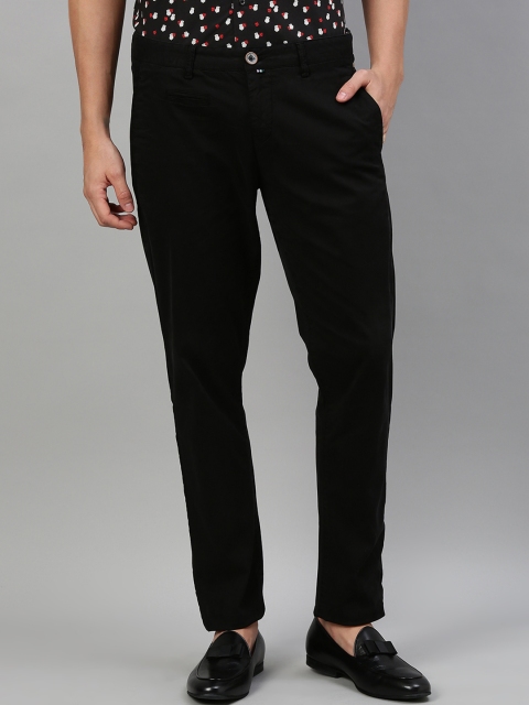 

RARE RABBIT Men Black Regular Fit Solid Regular Trousers