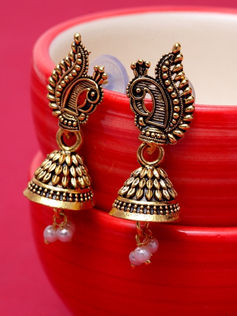 

ANIKAS CREATION Gold-Plated Contemporary Jhumkas