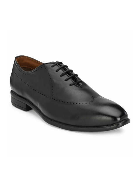 

Rodolfo Darrell Men Black Solid Formal Oxfords with Perforated Detail