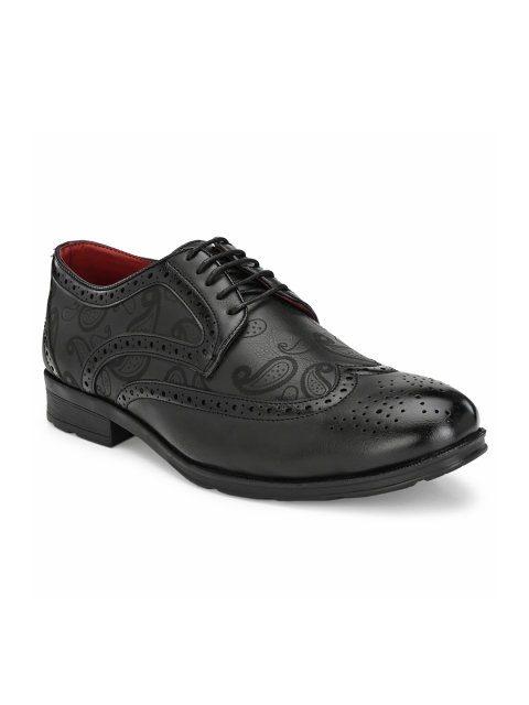 

Rodolfo Darrell Men Black Paisley Textured Semiformal Brogues