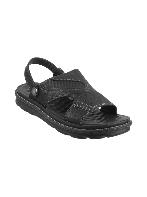 

Metro Davinchi Men Black Leather Perforated Comfort Sandals