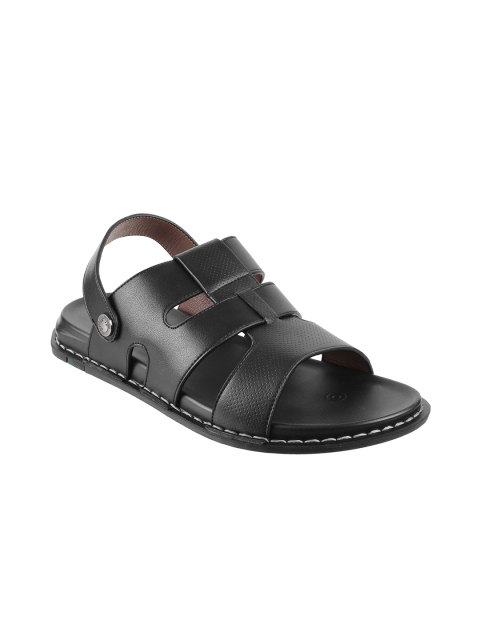 

Metro Men Black Solid Comfort Sandals