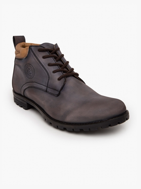 

Duke Men Taupe Solid Mid-Top Flat Boots