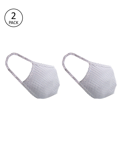

nestroots Unisex 2 Pcs White Printed 2-Ply Anti-Pollution Reusable Cloth Masks