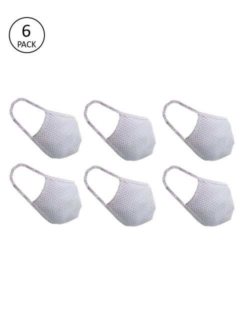 

nestroots Unisex Pack Of 6 Pcs Off-White & Blue Reusable 2-Ply Protective Outdoor Mask