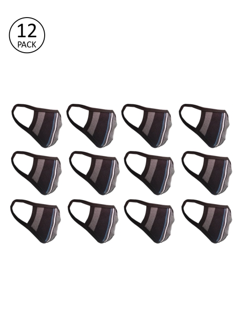 

nestroots Unisex 12 Pcs Striped 2-Ply Anti-Pollution Reusable Cloth Masks, Black