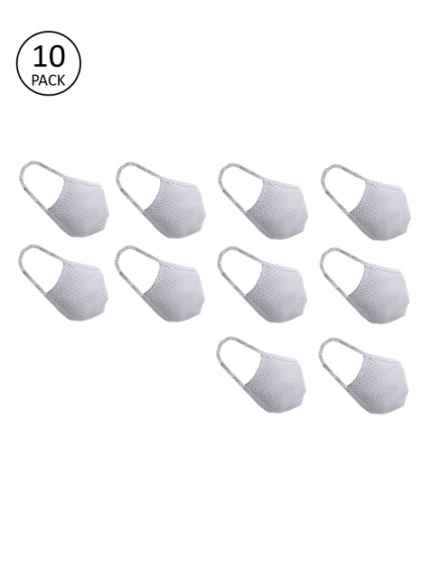

nestroots Unisex White Pack Of 10 2-Ply Reusable Anti-Pollution Cloth Masks