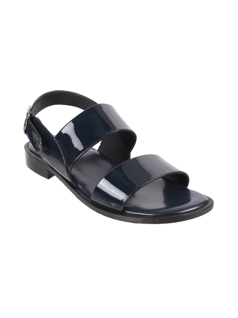 

Metro Men Navy Blue Solid Leather Comfort Sandals