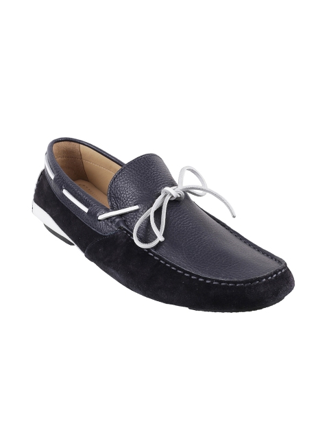 

Metro Davinchi Men Charcoal Grey & Black Leather Boat Shoes