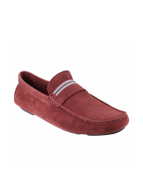 

Metro Men Maroon Solid Leather Driving Shoes