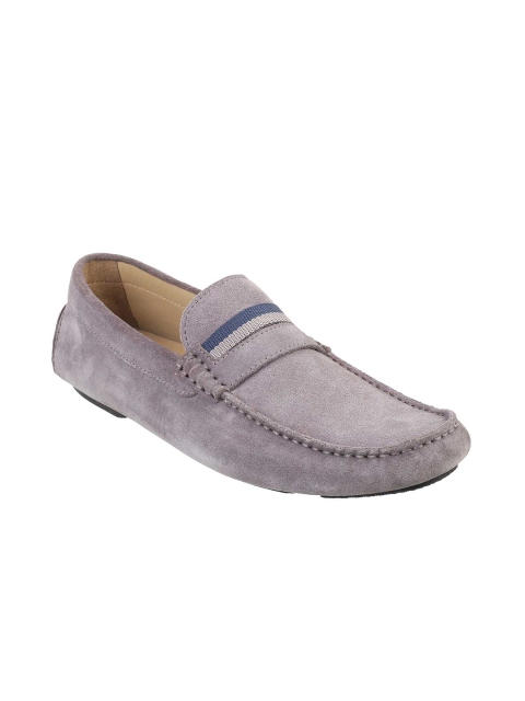 

Metro Men Grey Solid Leather Driving Shoes