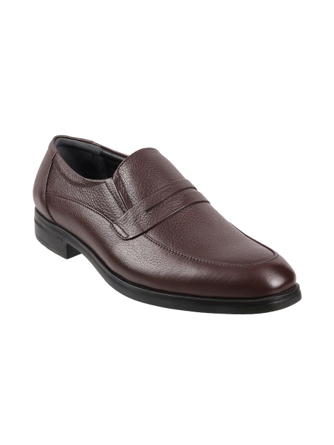 

Metro Men Burgundy Solid Leather Formal Slip-Ons