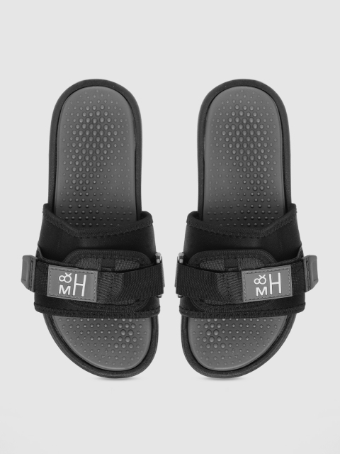 

Mast & Harbour Women Black & Charcoal Grey Solid Sliders