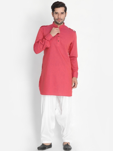 

VASTRAMAY Men Coral Solid Kurta with Patiala