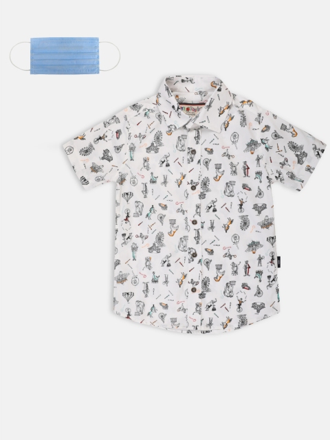 

Lil Tomatoes Boys White Regular Fit Printed Casual Shirt