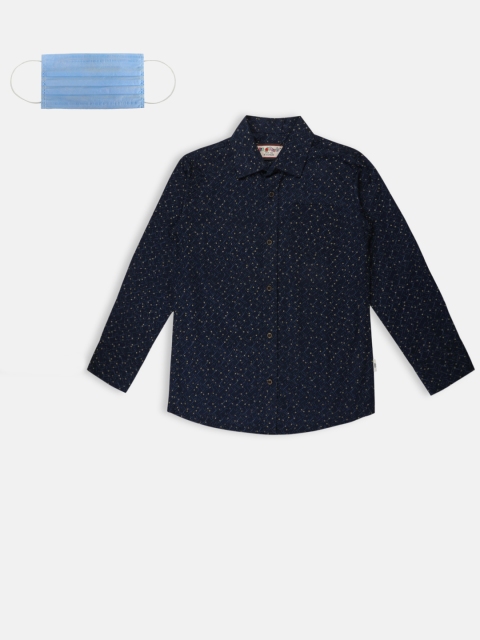 

Lil Tomatoes Boys Navy Blue Regular Fit Printed Casual Shirt
