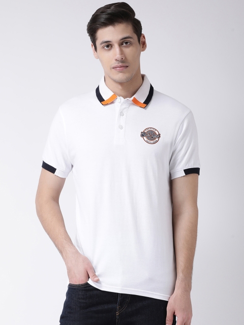 

Club York Men White Solid Polo Collar T-shirt
