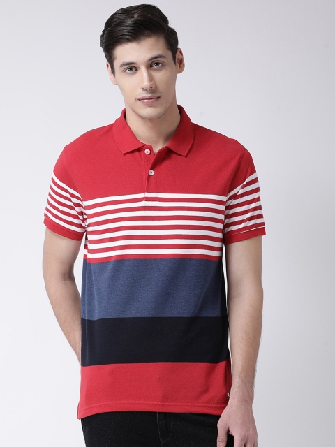 

Club York Men Red & Navy Blue Colorblocked Polo Collar T-shirt
