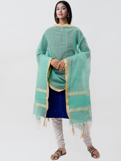 

Unnati Silks Women Green & Gold-Toned Woven Design Sustainable Dupatta