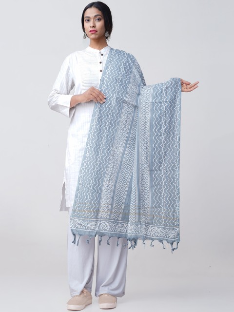 

Unnati Silks Blue Printed Dupatta