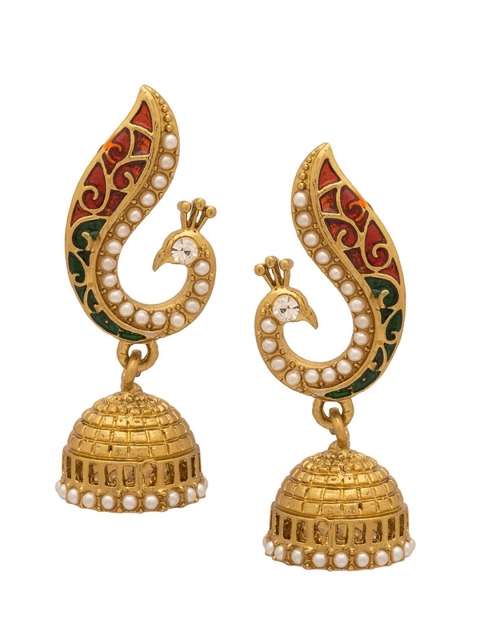 

Adwitiya Collection Gold-Toned Contemporary Jhumkas
