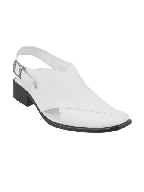 

Metro Men White Leather Shoe-Style Sandals