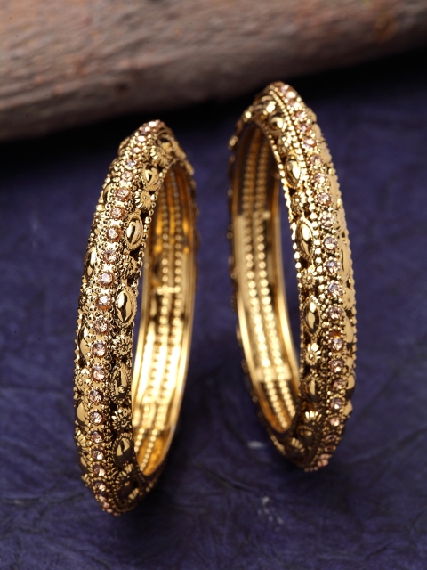

Stoln Girls Set of 2 Gold-Plated Stone-Studded Bangles
