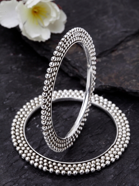 

Stoln Girls Set of 2 Silver-Plated Beaded Bangles