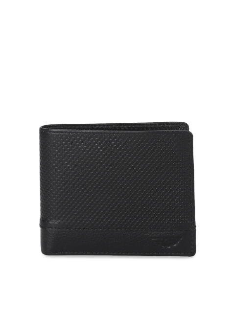 

Red Tape Men Black Textured Leather Two Fold Wallet