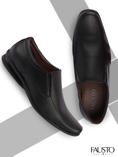 

FAUSTO Men Black Solid Formal Slip-Ons