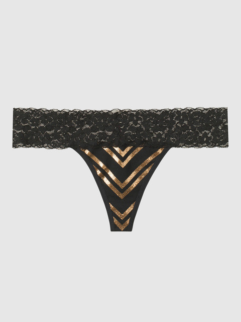 

La Senza Women Black Remix Cotton Thongs 11059972-4BDD