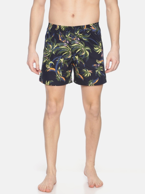 

Bene Kleed Men Navy Blue & Green Anti-Bacterial Printed Pure Cotton Boxers BOMBS02SC04L34-3189