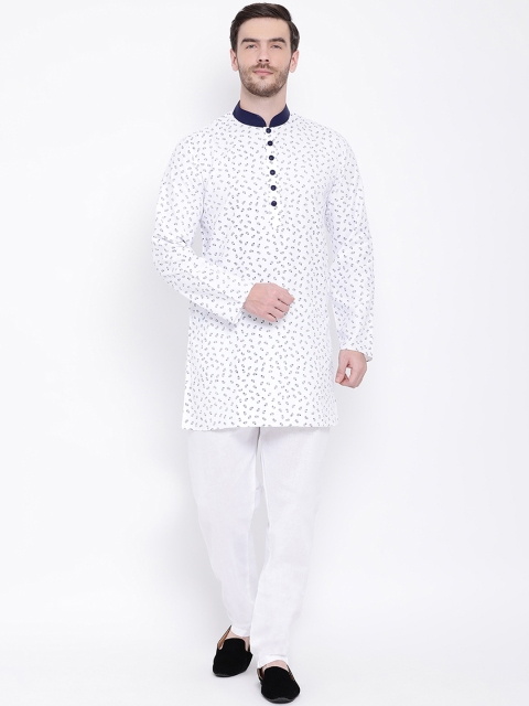 

Lakshya by Manish Men White Printed Straight Kurta