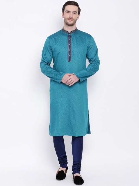 

Lakshya by Manish Men Turquoise Blue Printed Straight Kurta