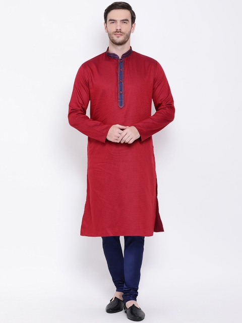 

Lakshya by Manish Men Maroon Printed Straight Kurta