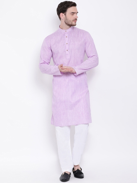 

Lakshya by Manish Men Purple Striped Straight Kurta