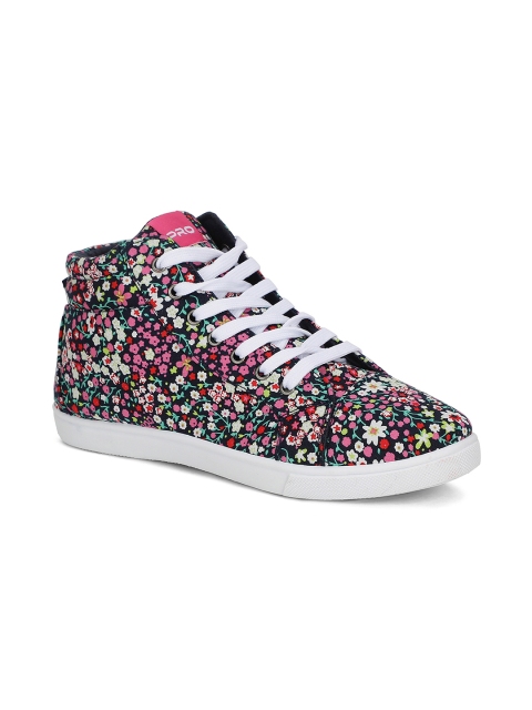 

Khadims Women Navy Blue & Pink Floral Printed Mid-Top Sneakers