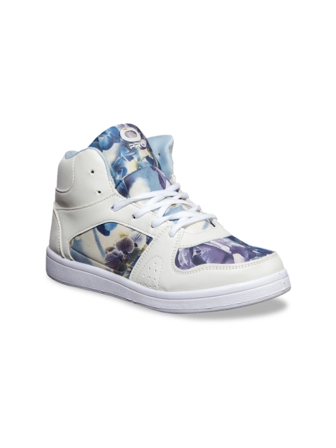 

Khadims Women White Printed Synthetic Mid-Top Sneakers