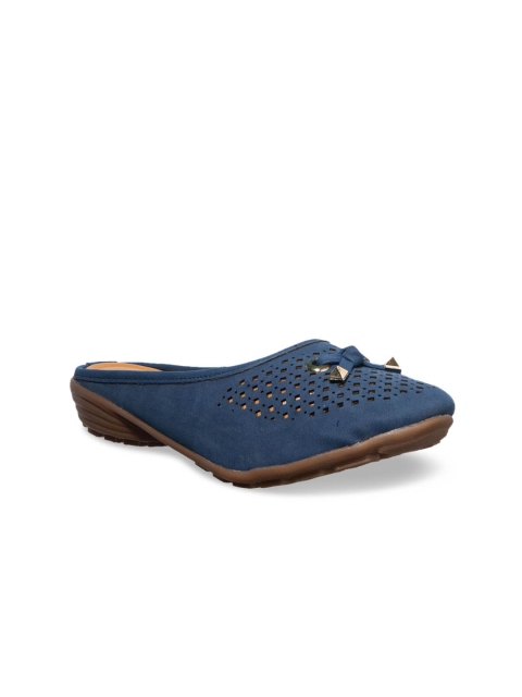 

Khadims Women Navy Blue Solid Mules
