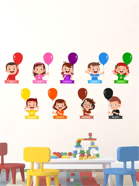 

rawpockets Multicoloured Colours Education Printed Waterproof PVC Vinyl Wall Sticker, Multi