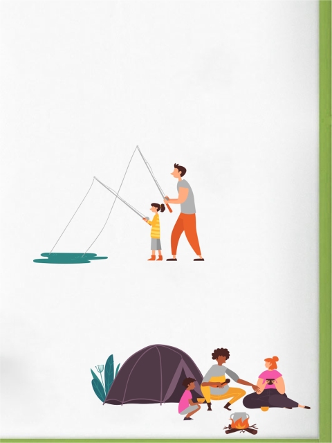 

rawpockets Multicoloured Family Picnic Camp Wall Stickers, Multi