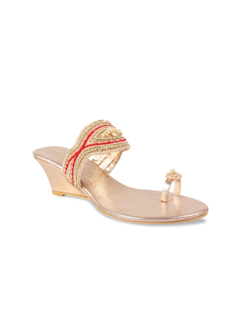 

Rocia Women Champagne Embellished Wedges