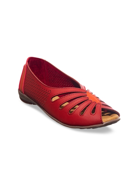 

Khadims Women Red Solid Open Toe Flats
