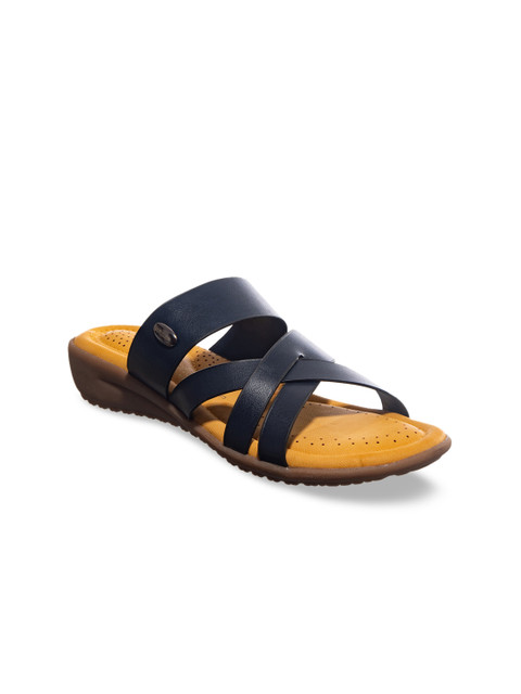 

Khadims Women Navy Blue Solid Open Toe Flats