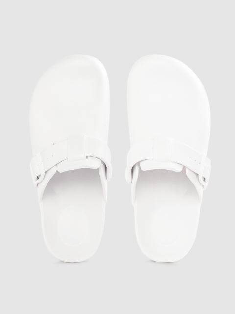 

Roadster Women White Solid Clogs with Buckle Detail