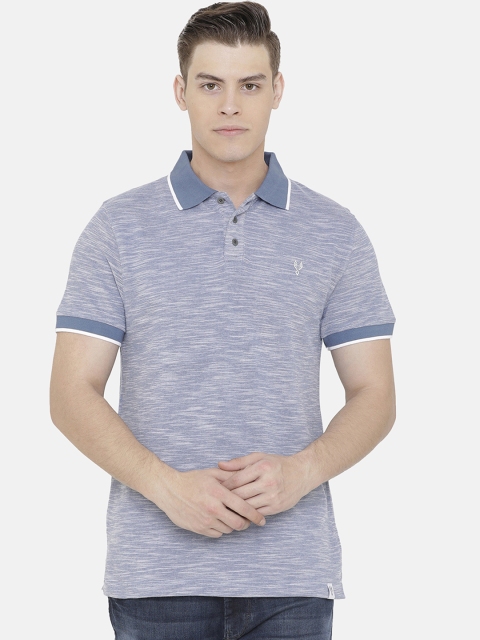 

VUDU Men Blue & White Striped Polo Collar T-shirt