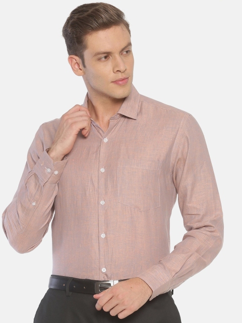 

Linen Club Men Beige Slim Fit Solid Linen Formal Shirt