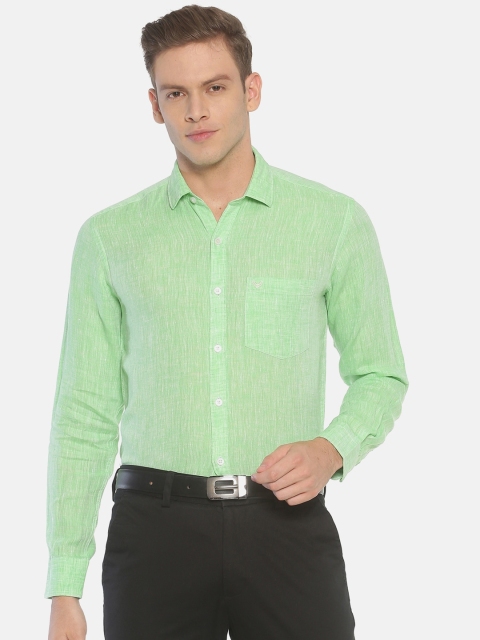 

Linen Club Men Green Regular Fit Solid Sustainable Formal Shirt